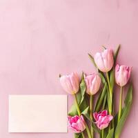 saludo tarjeta y flor ramo de flores para de la madre día diseño concepto. foto