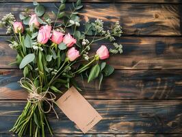 Greeting card and flower bouquet for Mother's Day design concept. photo