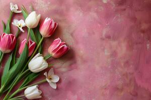 Greeting card and flower bouquet for Mother's Day design concept. photo