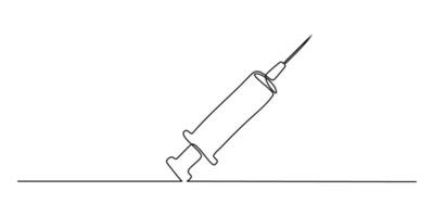 Continuous line drawing of Syringe icon isolate on white background. vector