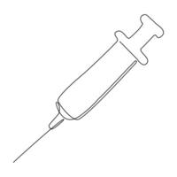 Continuous line drawing of Syringe icon isolate on white background. vector