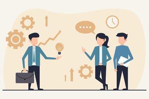 Brainstorming and Teamwork in Business - Design Illustration vector