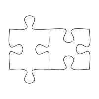 Continuous line drawing of jigsaw isolate on white background. vector