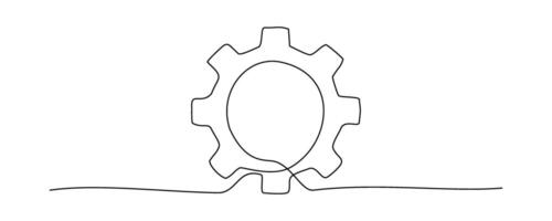 Continuous line drawing of Gears icon isolate on white background. vector