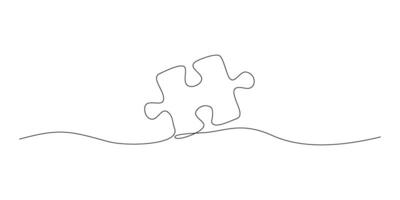 Continuous line drawing of jigsaw isolate on white background. vector