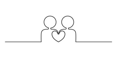 Creative family People continuous line drawing icon isolate on white background. vector