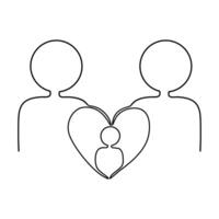 Creative family People continuous line drawing icon isolate on white background. vector