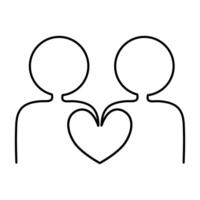 Creative family People continuous line drawing icon isolate on white background. vector