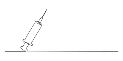 Continuous line drawing of Syringe icon isolate on white background. vector