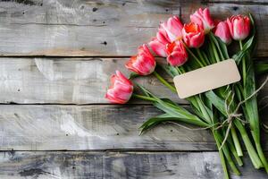 saludo tarjeta y flor ramo de flores para de la madre día diseño concepto. foto