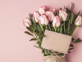 saludo tarjeta y flor ramo de flores para de la madre día diseño concepto. foto