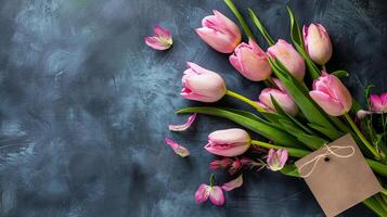 saludo tarjeta y flor ramo de flores para de la madre día diseño concepto. foto