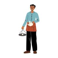 Tea peddler character. Isolated illustration vector