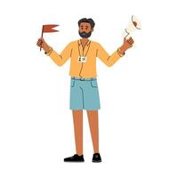 Tour guide character. Isolated illustration vector