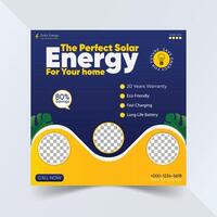 solar energy social media post template vector