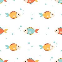 Seamless pattern with cute fishes. Sea animals. Ocean fauna vector