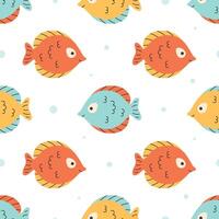 Seamless pattern with cute fishes. Sea animals. Ocean fauna. vector