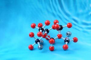 Simulate Shape of covalent molecules on a blue background. Soft and selective focus. photo