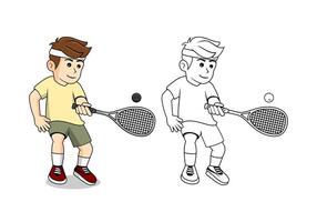 Squash Player Cartoon Design Illustration vector