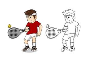 padel jugador dibujos animados diseño ilustración vector