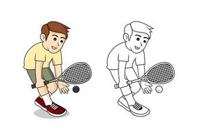 Squash Player Cartoon Design Illustration vector