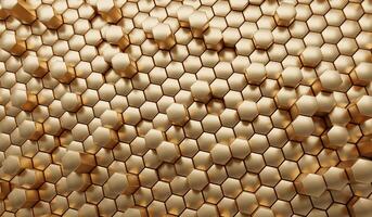 Abstract Golden hexagon array background 3d rendering photo