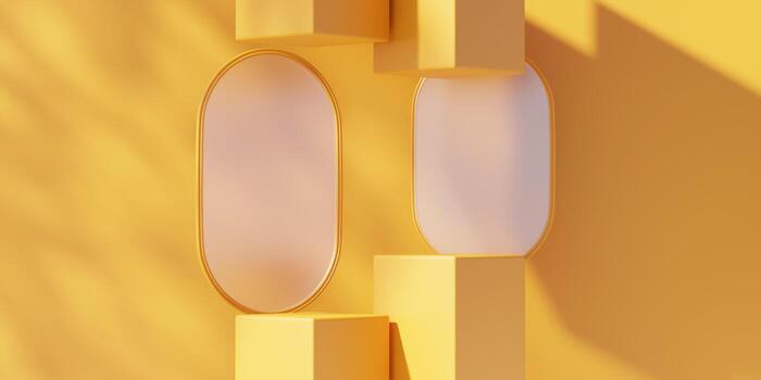Yellow Minimal Background Podium Platform For Product Display Presentation Advertising 3D Rendering photo
