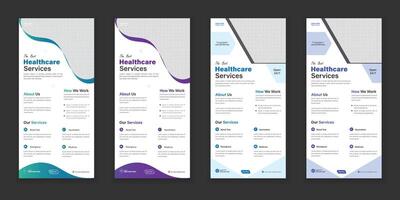 Bundle Medical Roll-Up Or Dl Flyer And Rack Card Design Template For Your Business vector