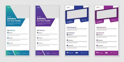 Bundle Medical Roll-Up Or Dl Flyer And Rack Card Design Template For Your Business vector