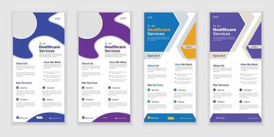 Bundle Medical Roll-Up Or Dl Flyer And Rack Card Design Template For Your Business vector