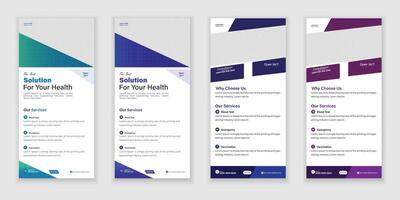 Bundle Medical Roll-Up Or Dl Flyer And Rack Card Design Template For Your Business vector