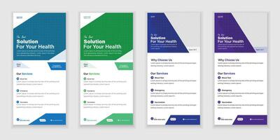 Bundle Medical Roll-Up Or Dl Flyer And Rack Card Design Template For Your Business vector