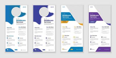 Bundle Medical Roll-Up Or Dl Flyer And Rack Card Design Template For Your Business vector