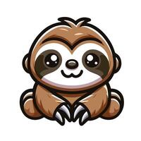 Cute Sloth emblem logo cartoon vector