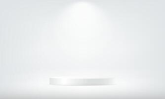 White studio room background. White and grey background 3d with podium. Empty room with light effect. stand for products. illustration. vector