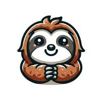 Cute Sloth emblem logo cartoon vector