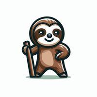 Cute Sloth emblem logo cartoon vector