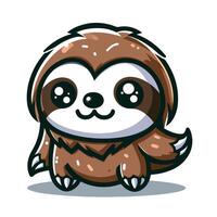 Cute Sloth emblem logo cartoon vector