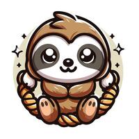 Cute Sloth emblem logo cartoon vector