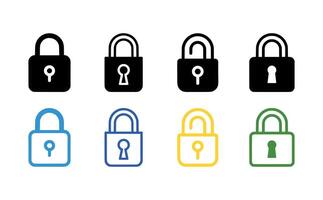 Lock icon set on white background. illustration in trendy flat style vector