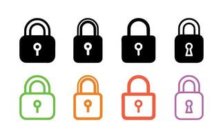 Lock icon set on white background. illustration in trendy flat style vector
