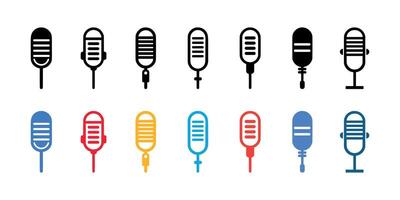 Set of Microphone icons. illustration in flat style vector