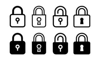 Lock icon set. Black pad lock icon set on white background. illustration vector