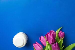 Tools and cosmetics needed for nail styling on a white background. photo