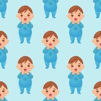 seamless pattern with an image of a baby boy. vector