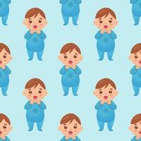 seamless pattern with an image of a baby boy. vector