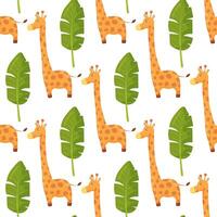 Seamless childish pattern with cute giraffe. Creative kids texture for fabric, wrapping, textile, wallpaper, apparel. vector
