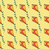 Seamless pattern with flying kites. hand drawn illustration. vector