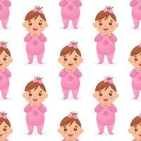 seamless pattern with an image of a baby girl. vector