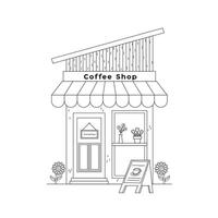 illustration. Small business facades flat set with bakery coffee shop. Hand drawn line art illustration. vector